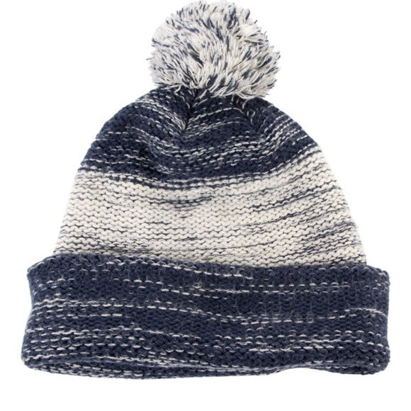 North Face Hat Beanie Pom Pom Knit Blue White Striped Winter Warm Outdoor‎ NWOT - Picture 5 of 6